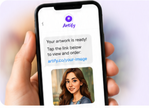 ArtifyMe result link displayed on a phone